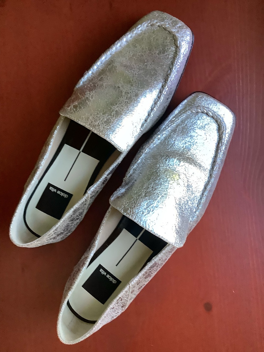Dolce Vita Benny Silver Leather Loafers size 9